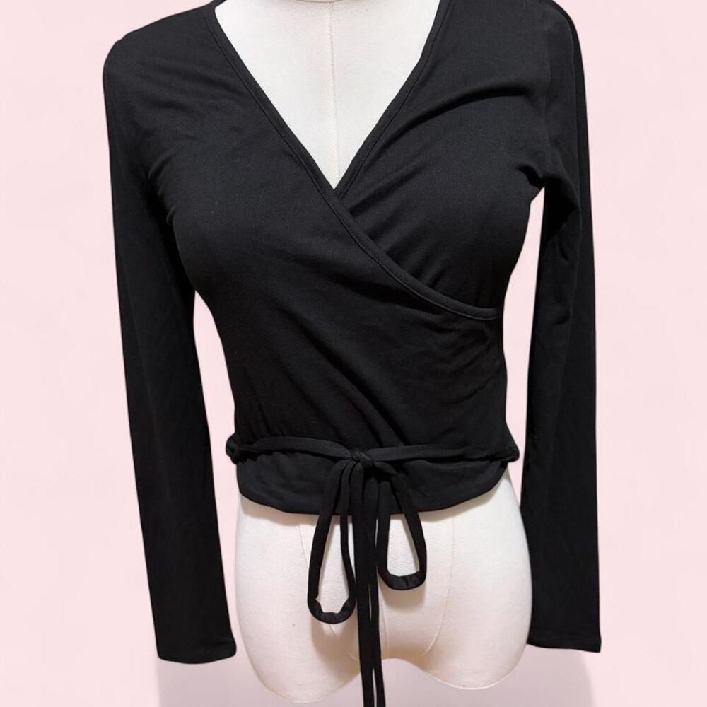 Black Wrap and Tie Blouse